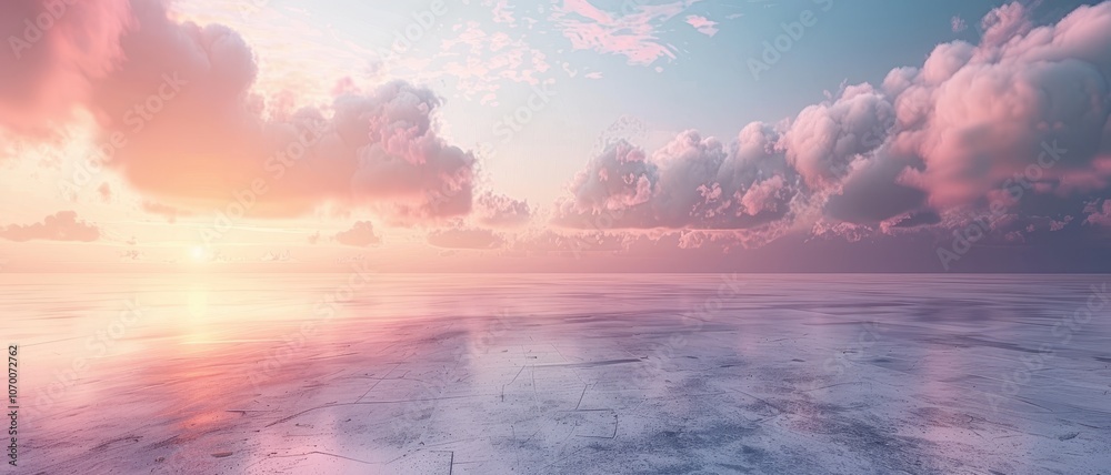Serene ocean sunset with pastel clouds reflecting on calm water creating a tranquil and peaceful atmosphere, perfect for relaxation and meditation. Serene ocean sunset with pastel clouds reflecting on calm water creating a tranquil and peaceful atmosphere, perfect for relaxation and meditation.