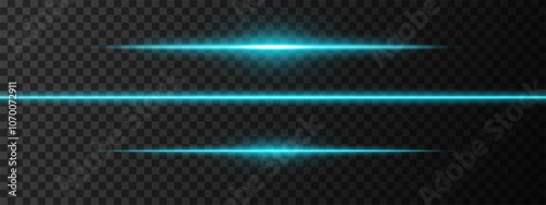 Blue light glare beam. A sharp horizontal beam reflection. Sci-fi designs, light transitions, or futuristic effects. Glowing light streaks and neon effects. Dynamic shine wallpaper background