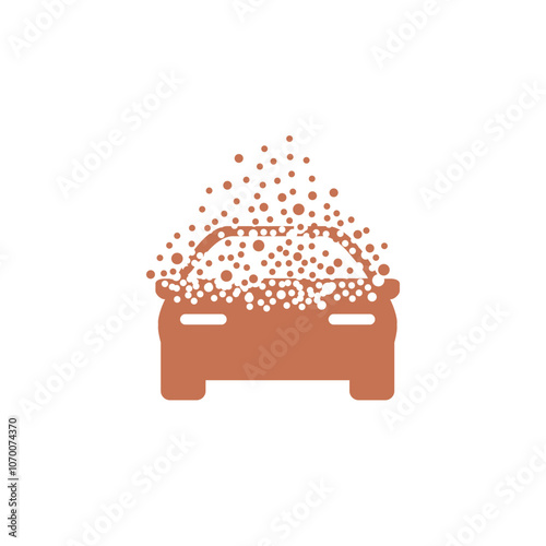 The car figure dissipates into a cloud of bubbles
