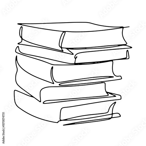 Library Book Graduation Graphic Design Decoration Vector Line Art