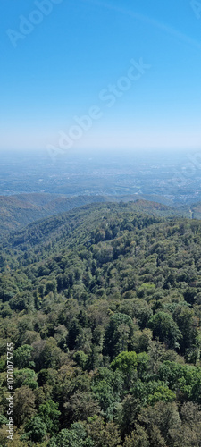 View from the viewpoint at the top of Sljeme towards the southeast - Zagreb is visible in the distance