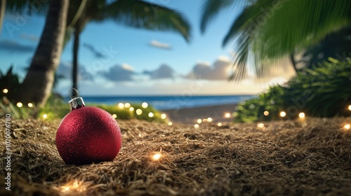 Christmas Celebration in Puerto Rico With Tropical Background Generative AI