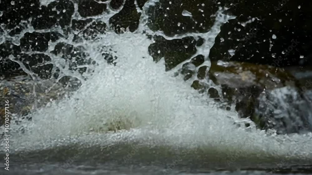 Water splashes against a dark background after a heavy rain Water splashes against a dark background after a heavy rain