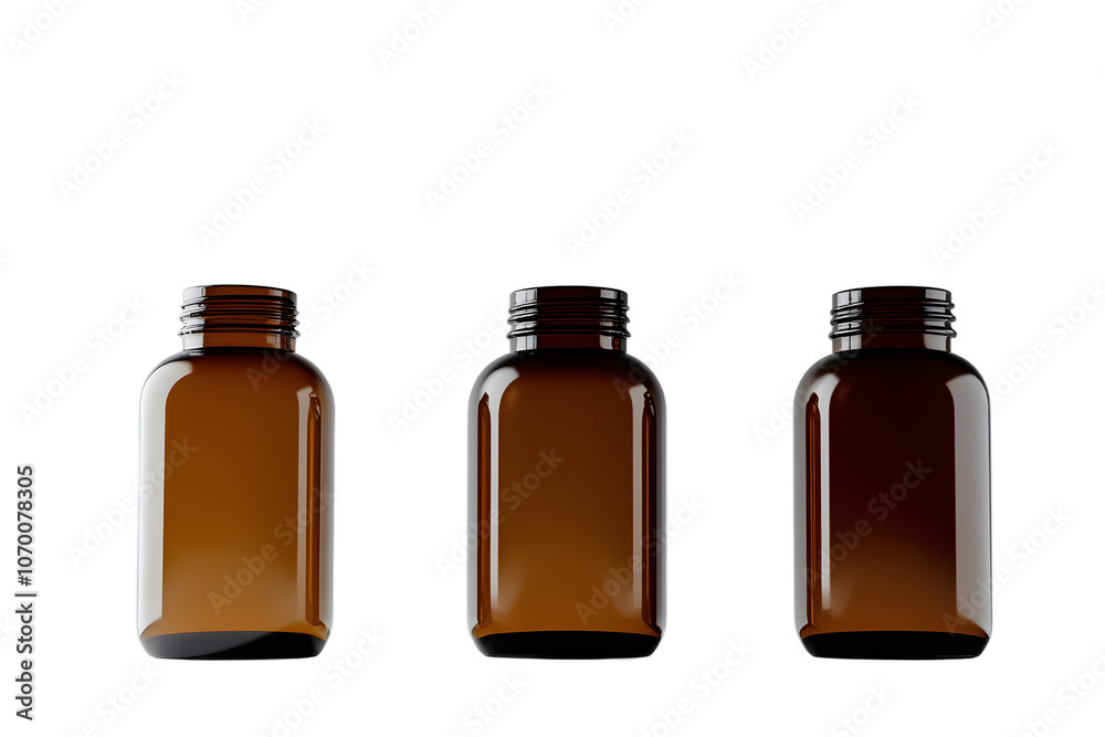 Three Different Brown Glass Bottles Illustration Three Different Brown Glass Bottles Illustration