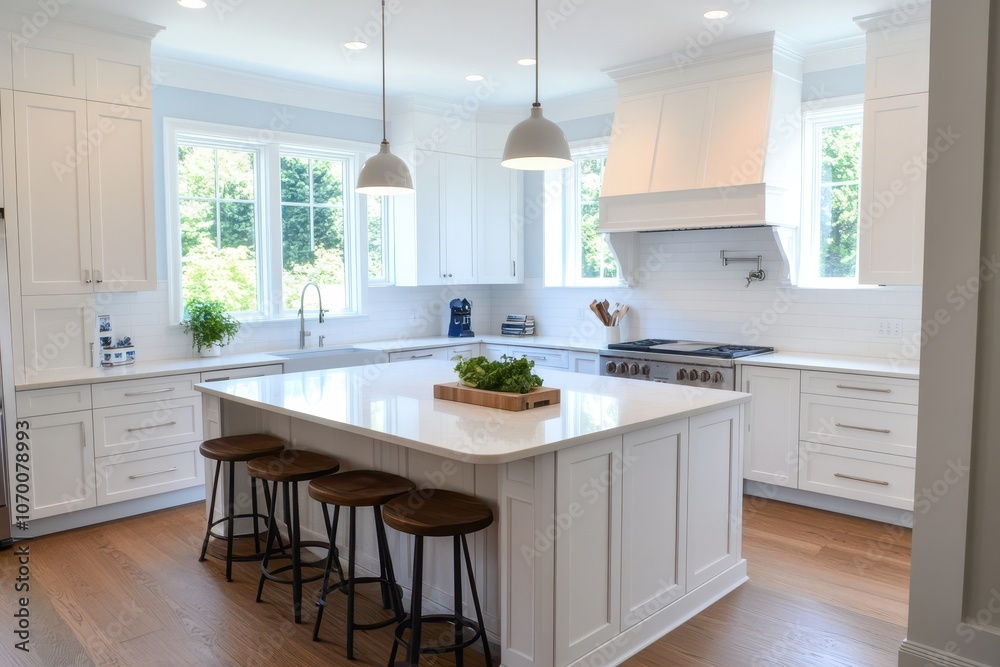 Stylish modern kitchen island featuring sleek bar stools for a contemporary dining experience. Stylish modern kitchen island featuring sleek bar stools for a contemporary dining experience.