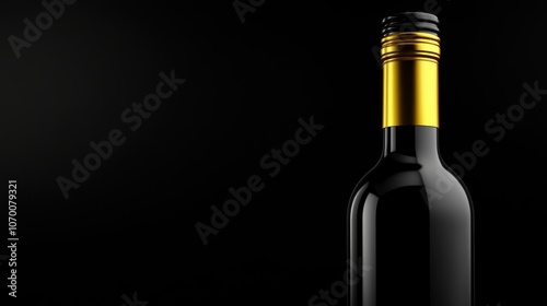 Showcase exquisite black wine bottle with gold foil cap