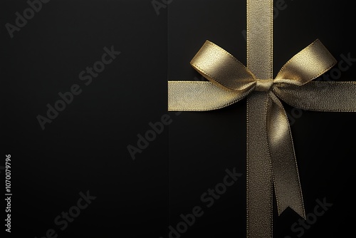 ฺBlack gift box adorned with a luxurious gold ribbon, perfect for celebrating special occasions. Ideal for holiday promotions, Black Friday sales, and elegant designs.