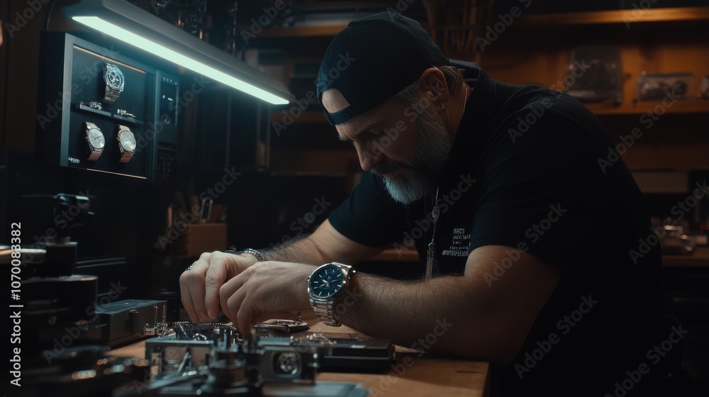 Jeweler meticulously crafting a unique bracelet in the workshop Jeweler meticulously crafting a unique bracelet in the workshop