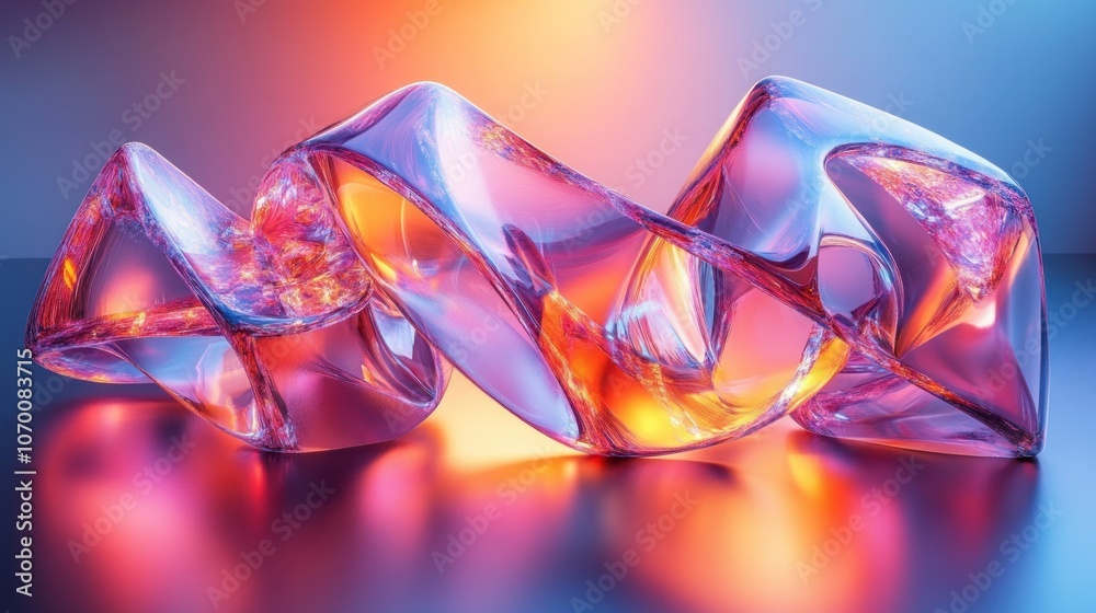 Abstract Glass Sculpture with Colorful Lighting Abstract Glass Sculpture with Colorful Lighting