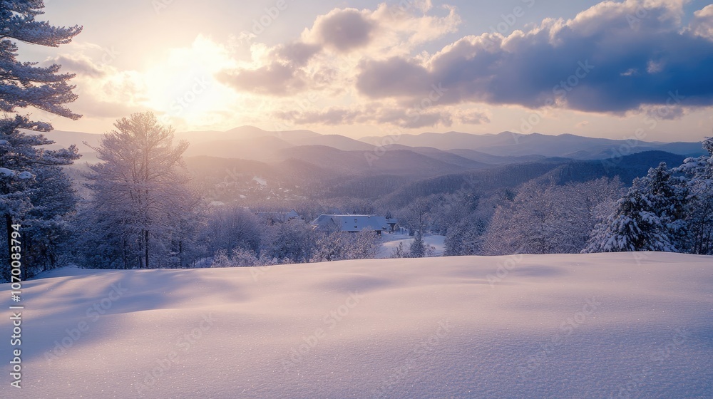 Obraz premium Virginia Winter Wonderland With Christmas Spirit and Open Landscape Generative AI