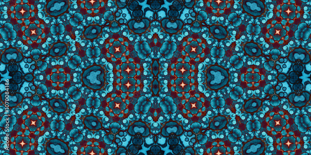 Seamless kaleidoscope pattern. The texture of the woven pattern. Endless pattern