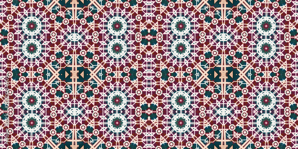 Seamless kaleidoscope pattern. The texture of the woven pattern. Endless pattern