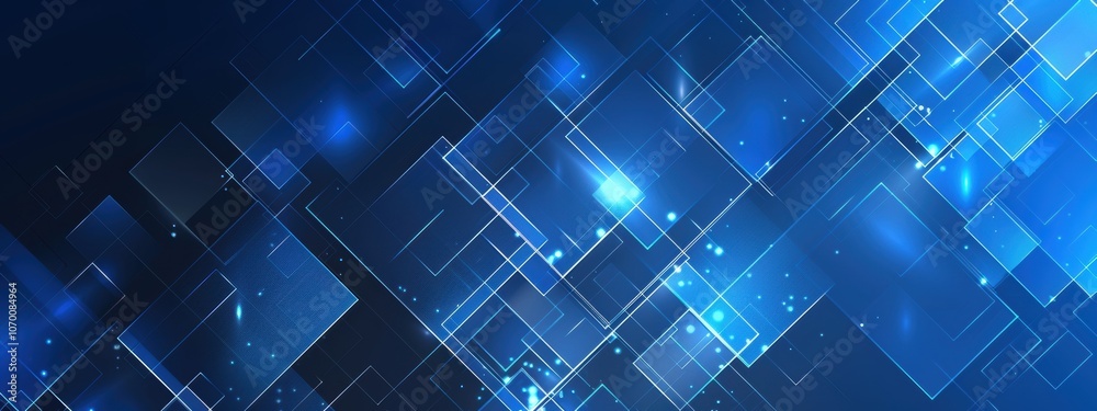Abstract Blue Geometric Background with Glowing Shapes and Lines Abstract Blue Geometric Background with Glowing Shapes and Lines
