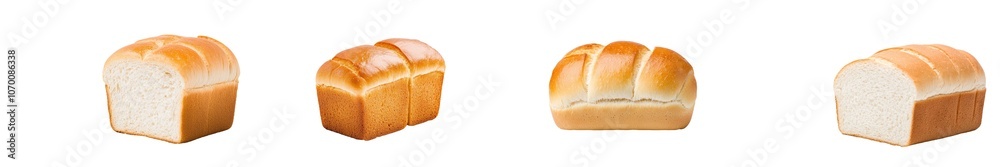 Bread with golden brown crust, fluffly texture, and a classic, comforting design. Isolated on transparent background. . Bread with golden brown crust, fluffly texture, and a classic, comforting design. Isolated on transparent background. .