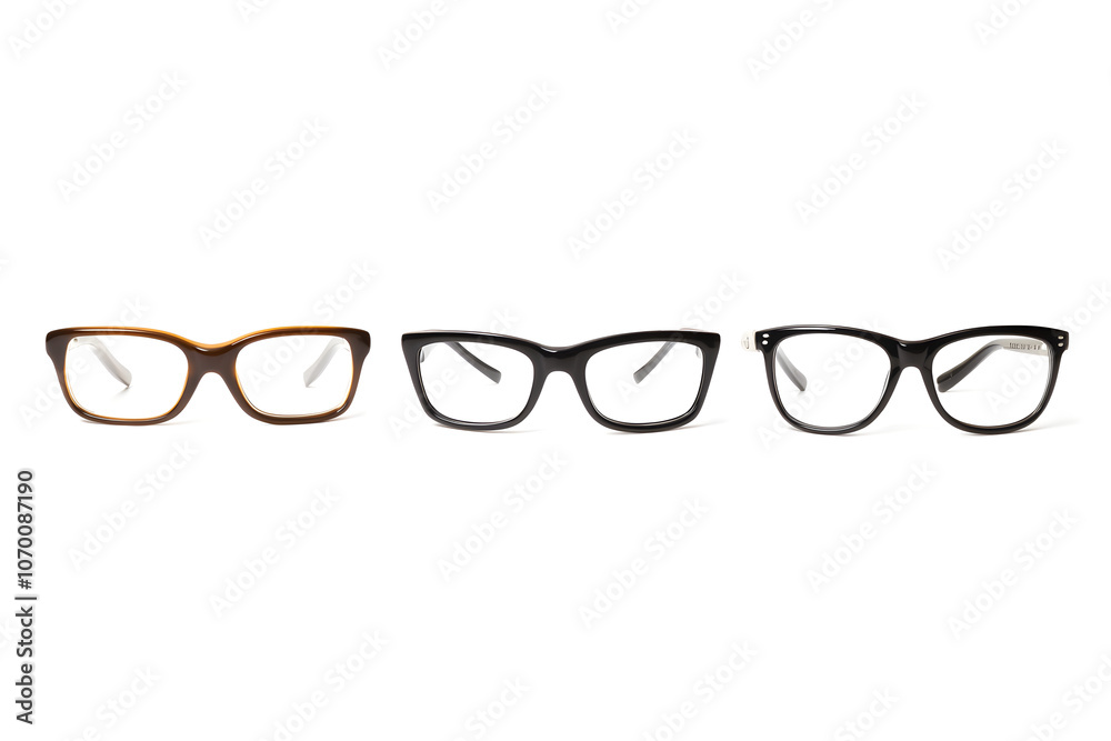 Three Styles of Eyeglasses Displayed Together Three Styles of Eyeglasses Displayed Together