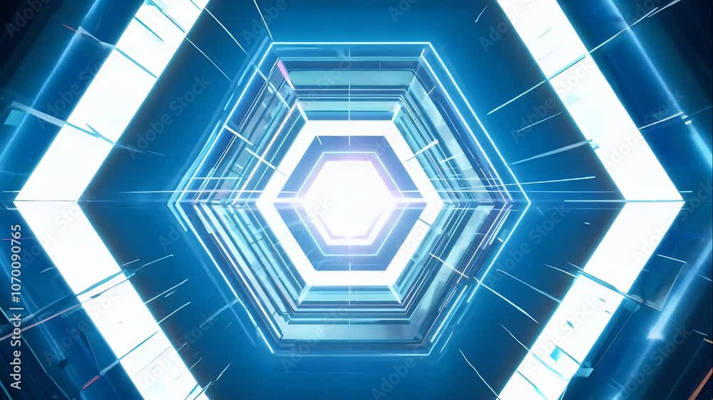 Hexagonal grid with light pulses moving through it, sci-fi-inspired texture.