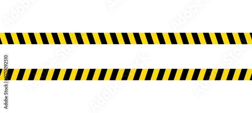 Caution Tape. Warning tape with yellow and black diagonal stripes. Vector Illustration.
