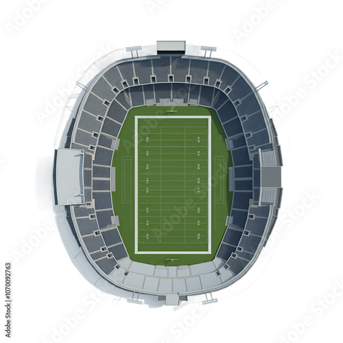 Aerial View of a Stadium with Green Football Field On Transparent Background
