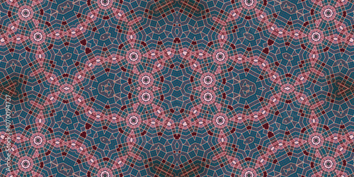 Seamless kaleidoscope pattern. The texture of the woven pattern. Endless pattern