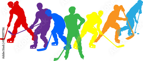 Canvas Print Ice Hockey Silhouette People Player Silhouettes