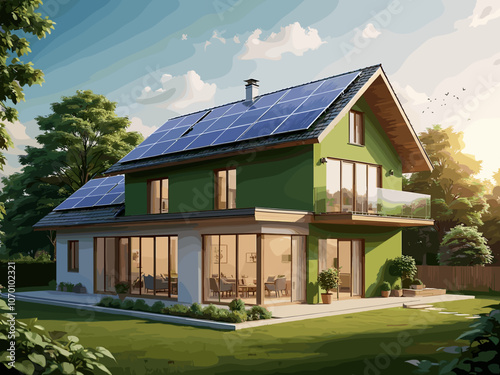House energy efficiency, energy efficient rating class concept, eco home renovation save cost. Low-consumption ecological house. Green Building for Sustainable Development Concept
