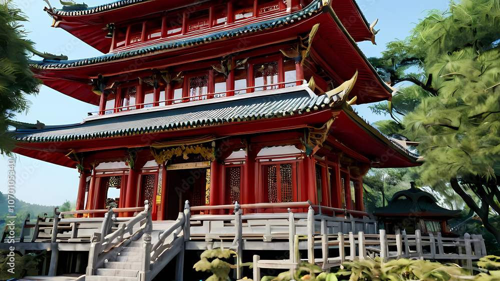 Fototapeta premium Close up of Beautiful a Pagoda Building 