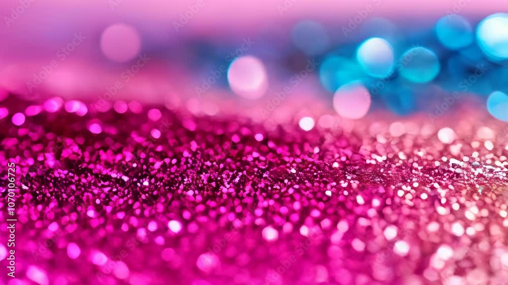 Vibrant glitter particles in shades of pink and blue, shimmering against a blurred bokeh background, creating a lively and dazzling effect. Vibrant glitter particles in shades of pink and blue, shimmering against a blurred bokeh background, creating a lively and dazzling effect.