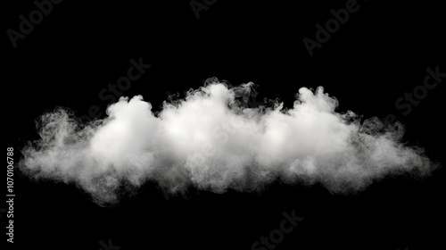 Isolated puff of white smoke on a deep black background, with thin wisps and subtle curls that add an elegant, haunting effect.