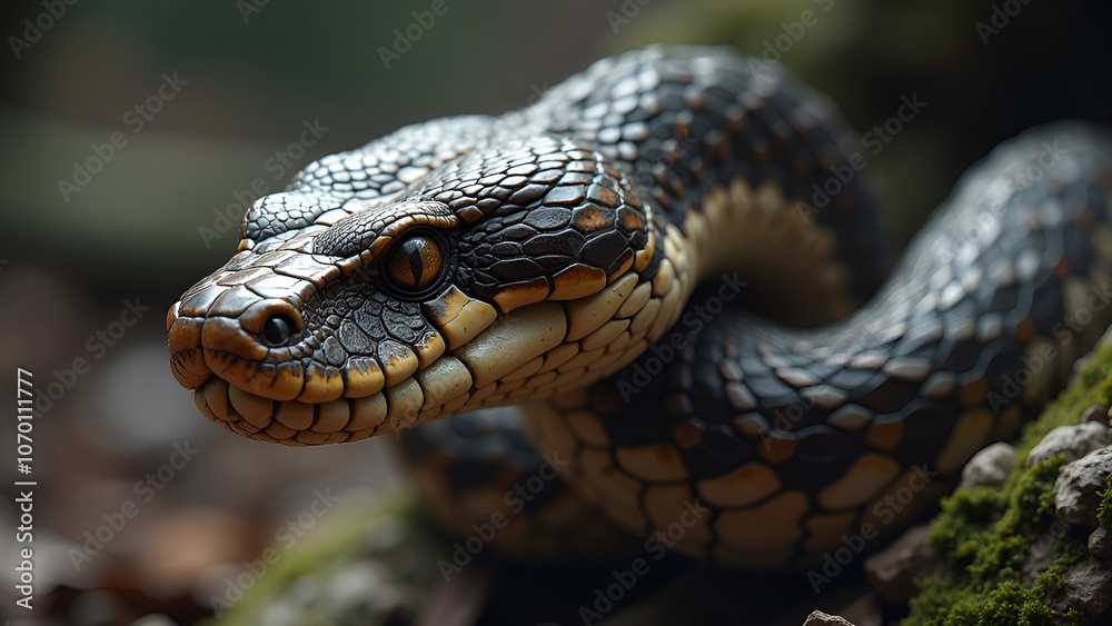 Varan resting on a branch in the terrarium Varan resting on a branch in the terrarium