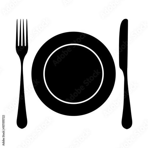 Fork plate knife vector icon