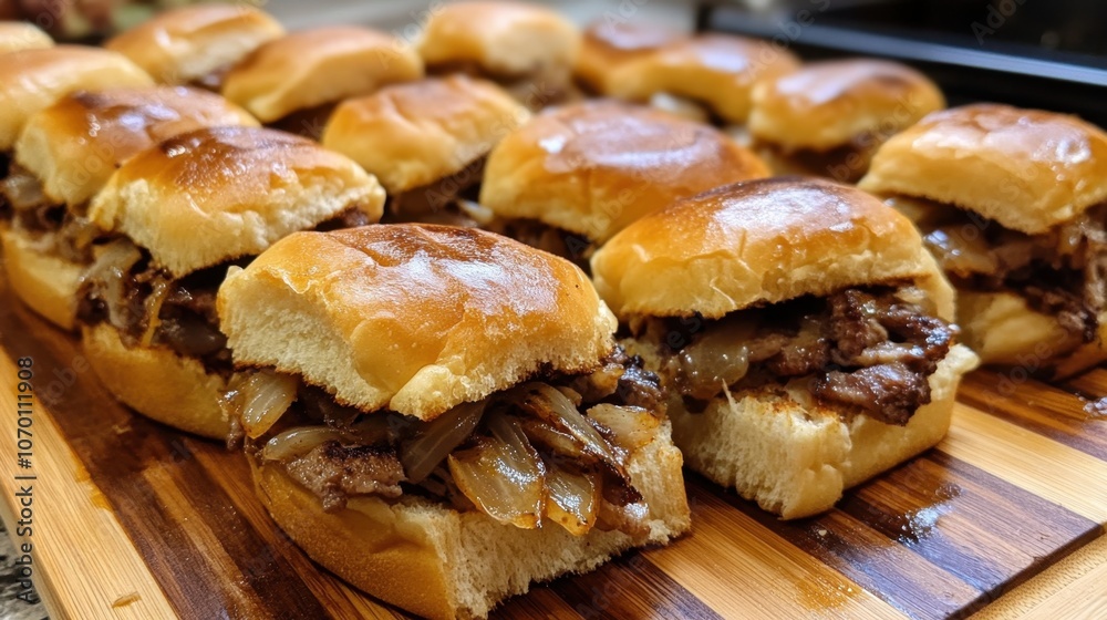 Homemade Sloppy Joe Sliders on a Wooden Board. Cuban Sliders for a Crowd Homemade Sloppy Joe Sliders on a Wooden Board. Cuban Sliders for a Crowd
