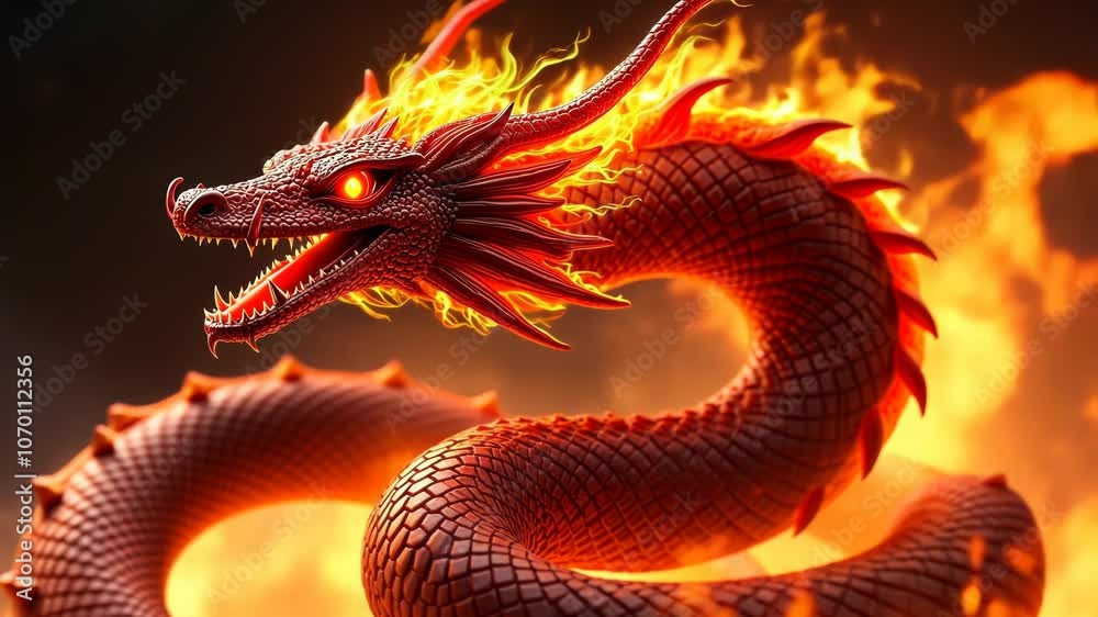 Fiery Dragon Illustration Fiery Dragon Illustration