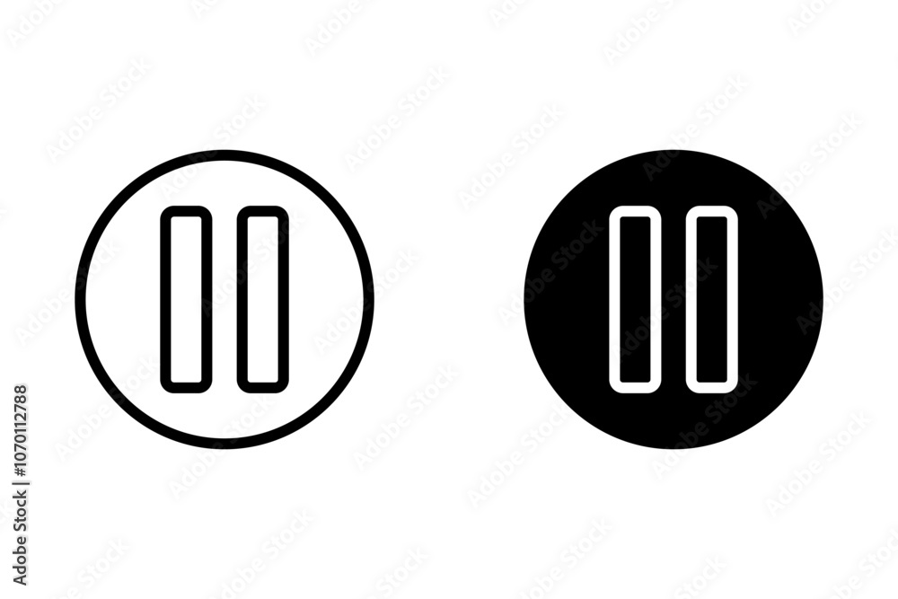 Pause Icon Design Vector Template Illustration on white background Pause Icon Design Vector Template Illustration on white background