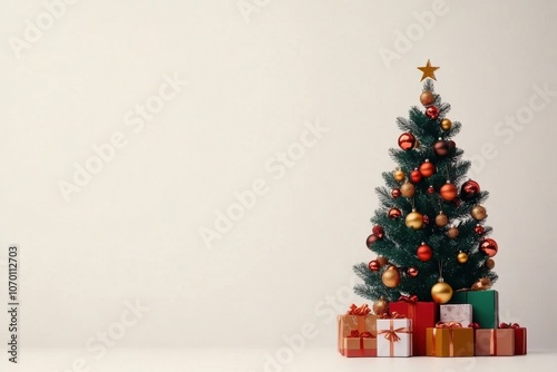 Elegant Christmas Tree with Festive Decorations and Lights