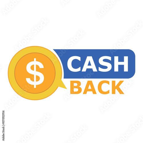 loyalty program. Money refund label. Return money service for partner program. Bonus cash back icon.