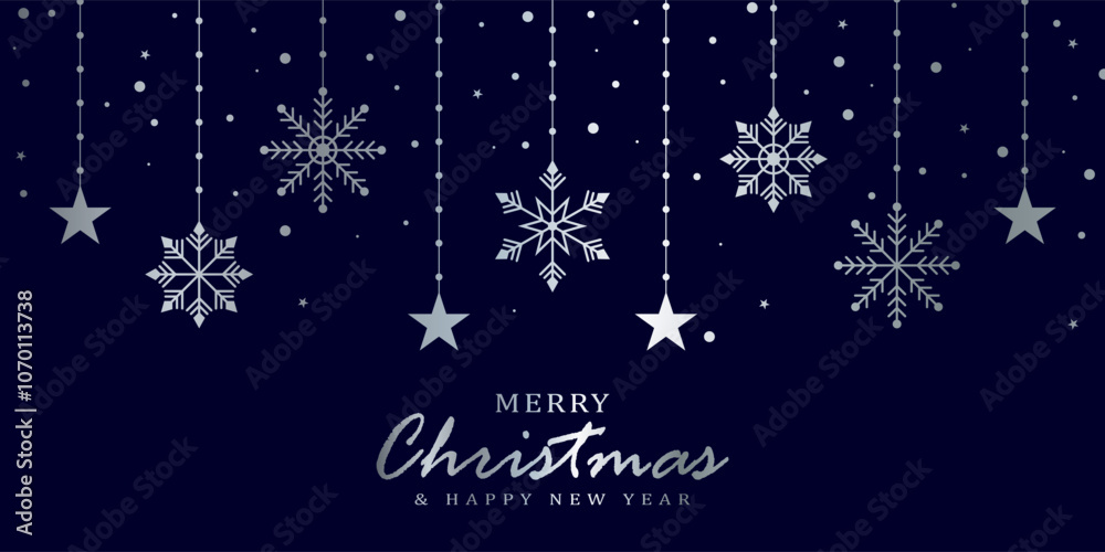 New Year and Christmas card with snowflakes New Year and Christmas card with snowflakes