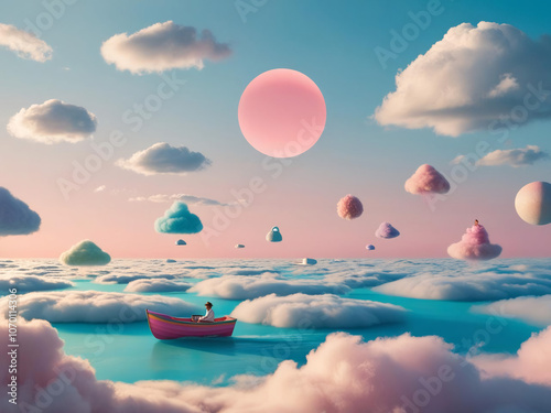 abstract flying clouds over the sea