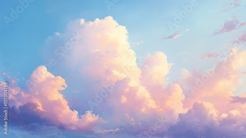 Serene Pastel Colored Clouds in a Clear Sky