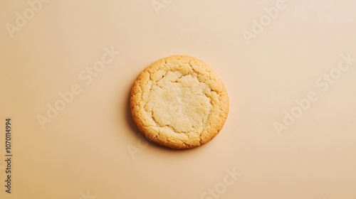 Golden sugar cookie on minimalist beige background for food advertising or recipe design National Spicy Hermit Cookie Day