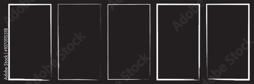 Set of vector border frames with rough edges . Rectangular frame template collection . distress texture . Grunge tiny frame borders . Vector illustration . EPS 10