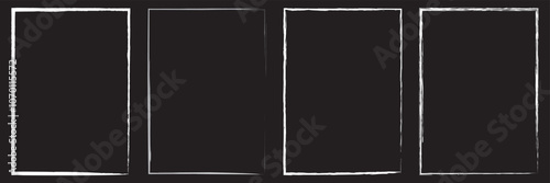 Set of vector border frames with rough edges . Rectangular frame template collection . distress texture . Grunge tiny frame borders .  Vector illustration  .  EPS 10