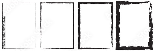 Set of vector border frames with rough edges . Rectangular frame template collection . distress texture . Grunge tiny frame borders .  Vector illustration  .  EPS 10