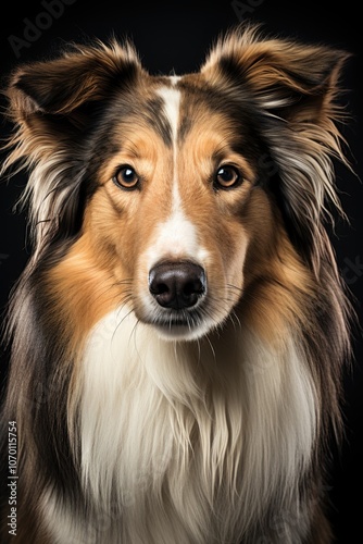 Majestic long-haired collie with stunning eyes against black background Thankful For My Dog Day