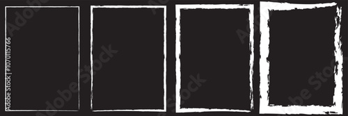 Set of vector border frames with rough edges . Rectangular frame template collection . distress texture . Grunge tiny frame borders .  Vector illustration  .  EPS 10