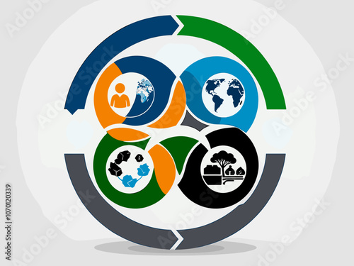 ESG concept icon for business and organization, Environment, Social, Governance and sustainability development concept with venn diagram, vector illustration