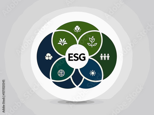 ESG concept icon for business and organization, Environment, Social, Governance and sustainability development concept with venn diagram, vector illustration