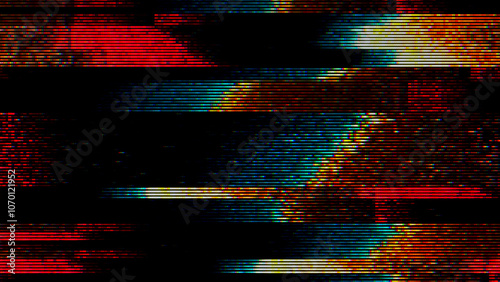 Glitch noise static television VFX. Visual video effects stripes background, CRT tv screen no signal glitch effect