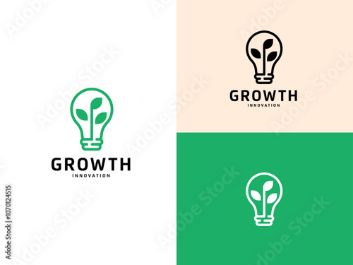 light bulb with Leaf for growth plant and innovation logo design