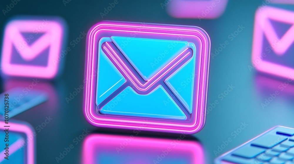 Bright Neon Email Icon with Modern Design Bright Neon Email Icon with Modern Design