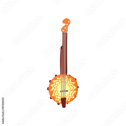 folk banjo cartoon. instrument plucking, picking melody, rhythm country folk banjo sign. isolated symbol vector illustration